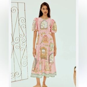 Alemais Pink Long Sleeve Printed Dress